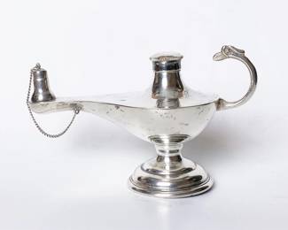 Antique sterling Aladdin lamp  style cigar lighter .......To register and to place bids simply go to www.capitolsalesservices.hibid.com 