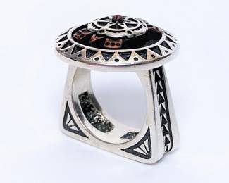 Navajo sterling & copper ring by Kenneth Johnson 