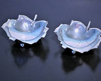 Mid century sterling silver maple leaf style nut dishes by Cartier 