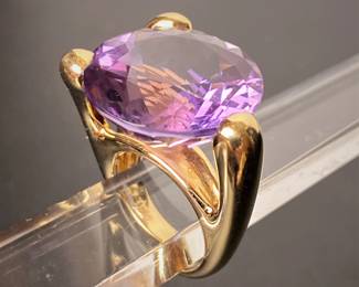 14k yellow gold and large amethyst by Sonia Bitton .......To register and to place bids simply go to www.capitolsalesservices.hibid.com 