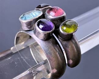 Navajo sterling and multi stop ring by Nakai