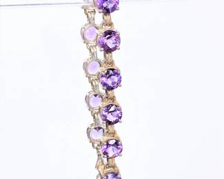 Amethyst cut stones and sterling 925 bracelet 