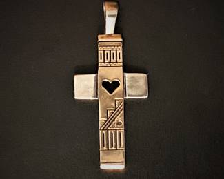 Southwestern sterling & 14k gold cross by RMT of Relios 