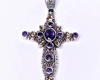 Sterling & 14k gold cross by Samuel B. Benham 