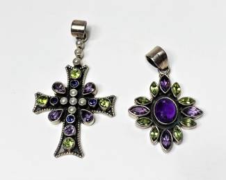 Small sterling and gemstone crosses by Nicky Butler