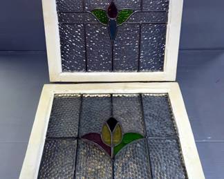 Stained Glass Window Wall Hangers, Qty 2, 18" x 19"