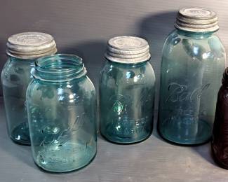 Vintage Ball Glass Mason Jars With And Without Lids