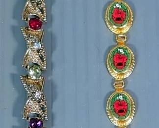 Vintage Jewelry Including Mosaic Bracelet From Italy And Jeweled Bracelet