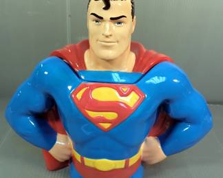 Clay Art 12" Hand Painted Superman Lidded Cookie Jar