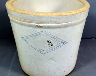 Antique The Pittsburg Pottery Co Stoneware Crock # 2, 9.5" x 10" Dia