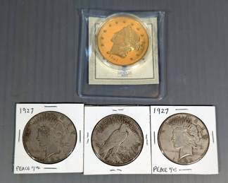 Collectible Coins Including 1861, and 1927, Qty 3
