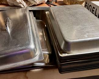 Chaffing pans and lids.