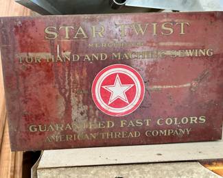 Antique Star Twist sewing thread spool cabinet.  ca 1920's.  Side view.