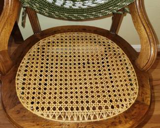 Qty 3 vintage dining chairs with cain seats