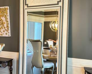 Large Trumeau Mirror, white with green trim