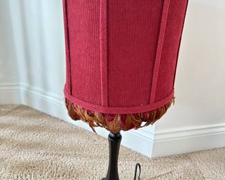black lamp with red shade