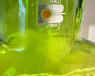 Vintage Handmade Blenko Double Spout Square Art Glass Water Pitcher Vase