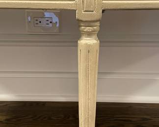 Grey Mohair Upholstered Louis XIV Style Bench. Measures 51" W x 16" D x 18" H. Photo 3 of 3.