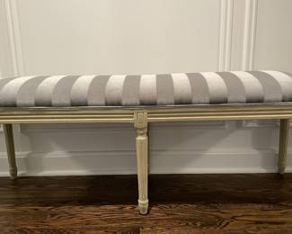 Grey Mohair Upholstered Louis XIV Style Bench. Measures 51" W x 16" D x 18" H. Photo 1 of 3.