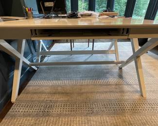 Crate & Barrel White Lacquer Finish X-Leg Desk - 2 Available. Each Measures 58" W x 28" D. Photo 1 of 3.