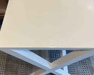 Crate & Barrel White Lacquer Finish X-Leg Desk - 2 Available. Each Measures 58" W x 28" D. Photo 2 of 3.
