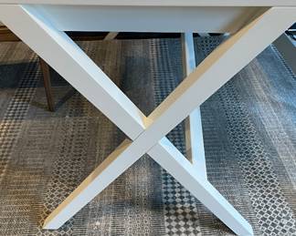 Crate & Barrel White Lacquer Finish X-Leg Desk - 2 Available. Each Measures 58" W x 28" D. Photo 3 of 3.