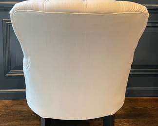 Set of 2 Mitchel Gold & Bob Williams Tufted Back Arm Chairs In Neutral Upholstery on Casters. Each Measures 24" W x 32" D. Photo 3 of 4.