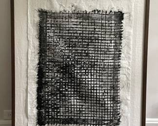 Framed Fiber Art. Measures 34" x 41."