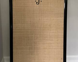 "J" Monogrammed Raffia Poster. Measures 28" W x 40" D.
