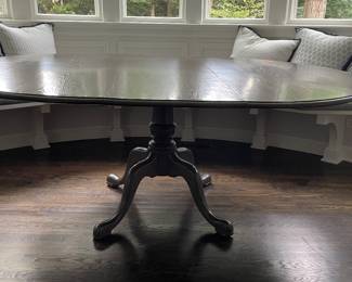 Vintage Pine Sourced 60" D Pedestal Extension Dining Table. Measures 60" -78" L with 18" Leaf x 60" W x 30" H. Photo 1 of 4.