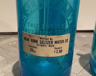 Vintage Cobalt Blue Seltzer Bottles. Photo 3 of 3.