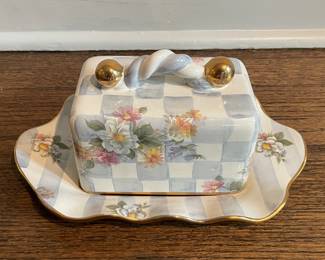 Hand-Painted & Glazed Terracotta Butter Server. Photo 1 of 3.