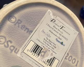 Lilac Glazed Fleur De Lis Ceramic Canister Set. Photo 3 of 3.