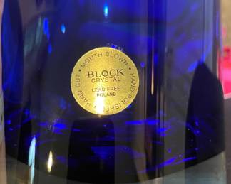 Brand New Block Stockholm Cobalt Blue Crystal Decanter with Stopper and Pitcher. Photo 2 of 3.