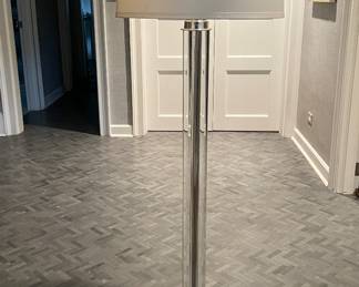 Glass & Polished Nickel Floor Lamp. Photo 1 of 4.