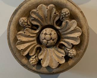 Antique Architectural Cast Stone Decorative Artifacts. Each Measures 13" D x 4" D. Photo 6 of 7.