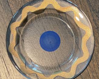Set of 12 Material Possessions Salad Plates with Blue & Gold Accents.