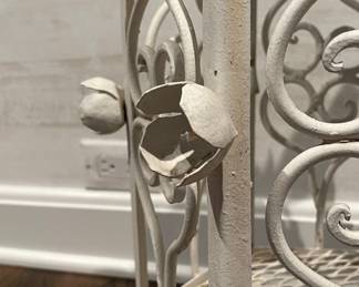 Chicago Botanic Gardens Antique & Garden Fair White Washed Wrought Iron Lantern. Measures 24" H x 12" D. Photo 2 of 2.