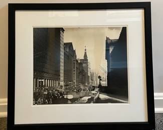 Vintage Black & White Archival Reproduction Photograph Of Michigan Avenue / Art Institute.