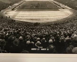 Vintage Black & White Archival Reproduction Photograph Of Army & Navy Football Game At Soldier Field. Photo 2 of 4.