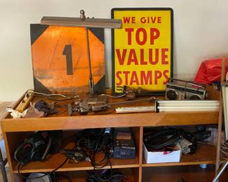Vintage RR Sign 
Vintage Double Sided Top Value Stamps sign.