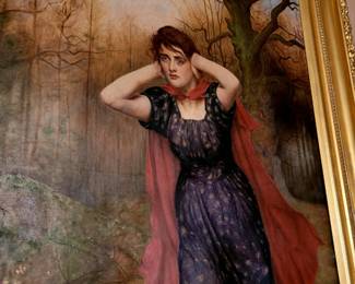 Circa late 19th century pre Raphaelite oil painting. A fine copy of a famous painting by the noted artist John Maler Collier (1850-1934) Approximately 5 ft tall!!