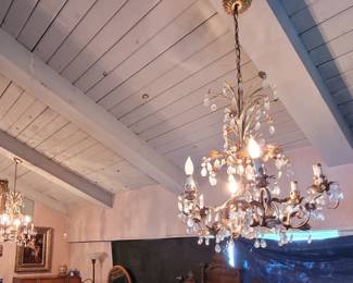 One of several crystal chandeliers