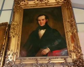 Circa 1850 formal portrait oil in magnificient original frame