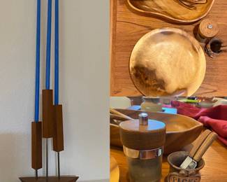 Danish candle holder and other wood items