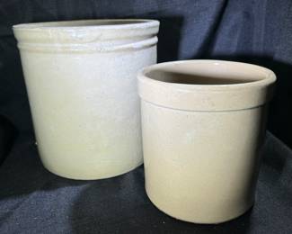 Glazed stoneware crocks, unmarked 