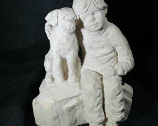 Austin Productions, Dee Crowley, signed. Bright eyed boy with dog