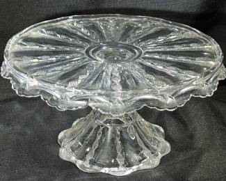 Vintage glass pedestal cake stand