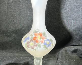 Frosted glass floral bud vase