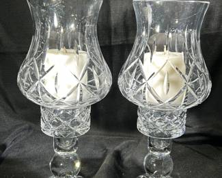 Vintage crystal hurricane candlestick holders